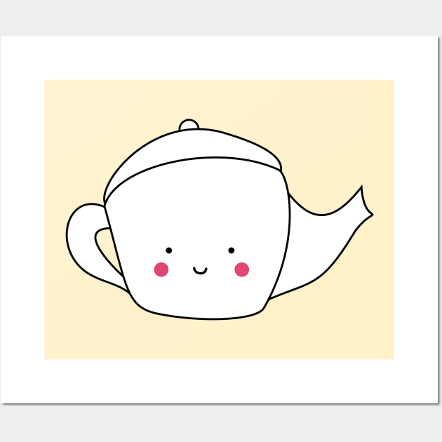 Kawaii Teapot Wall Art by designminds1